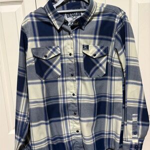DIXXON Woman’s Blue and White Plaid Button Down Shirt